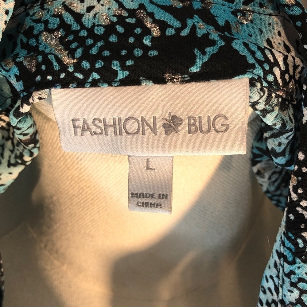 Vintage 90’s Fashion Bug Blue and Black Blouse Size Large - Picture 2 of 15